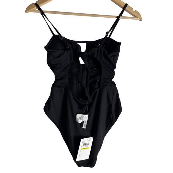 Becca Rebecca Virtue Color Code Sarai Black Plunge One Piece Swimsuit Size M - Picture 7 of 9